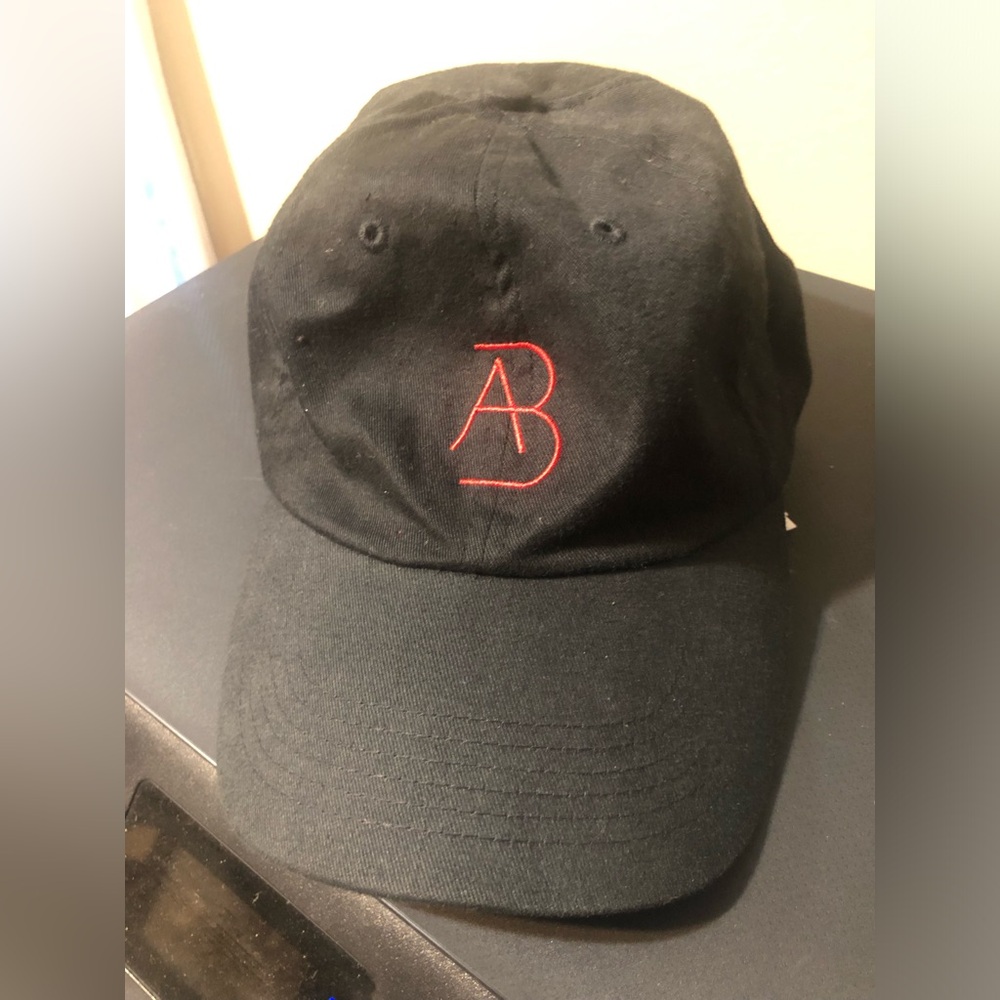 Black Baseball Cap with Red Logo